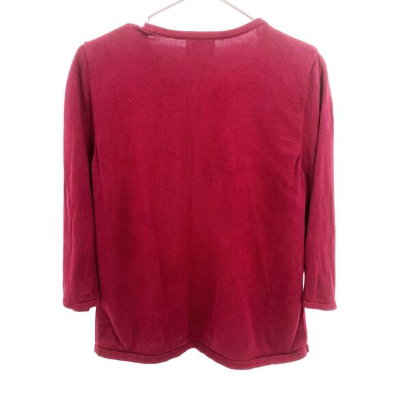 Christopher & Banks Maroon Multicolor Block Cardigan Sweater Grandmacore Size L - Picture 5 of 7